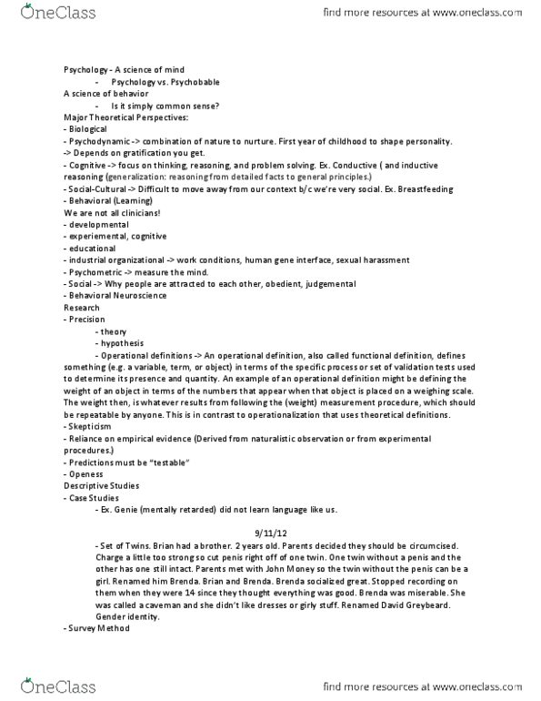 PSYC 111 Lecture Notes - Vascular Dementia, Sleep Disorder, Circadian Rhythm thumbnail