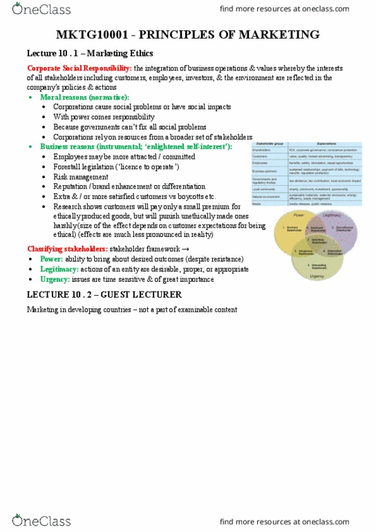 MKTG10001 Lecture Notes - Lecture 10: Corporate Social Responsibility, Risk Management thumbnail