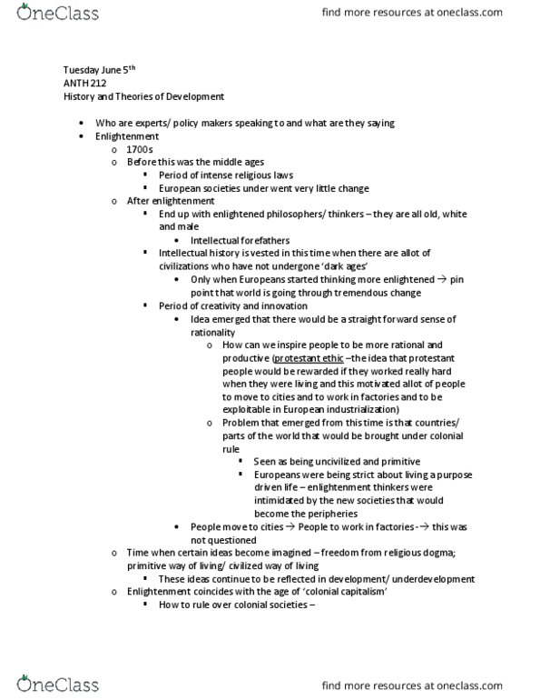 ANTH 212 Lecture Notes - Lecture 2: Truman Doctrine, Cash Crop, Social Darwinism thumbnail