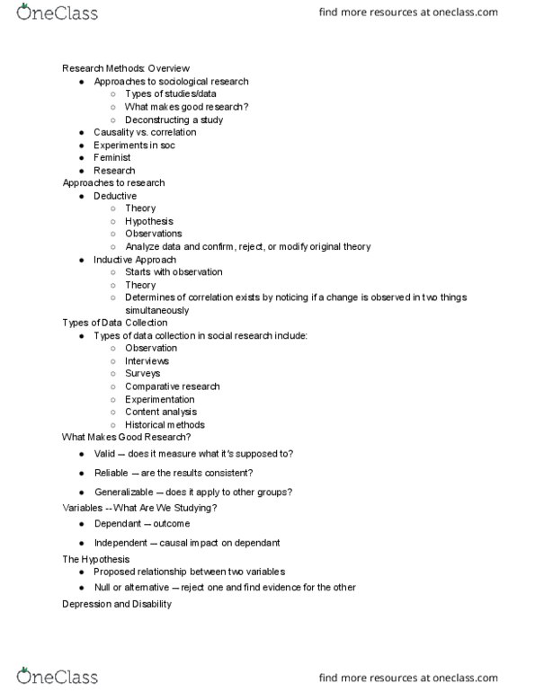 SOCL 1101 Lecture Notes - Lecture 2: Learning Disability, Content Analysis, System On A Chip thumbnail