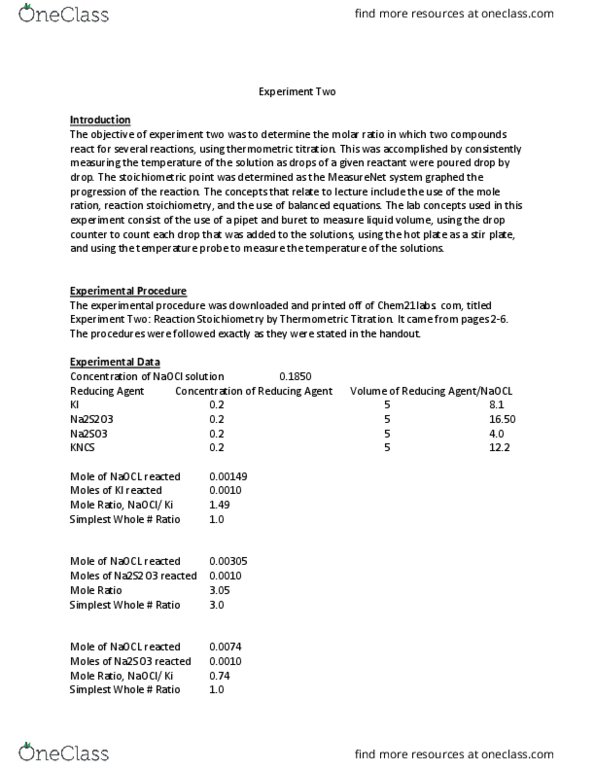 CHEM 1040L Lecture Notes - Lecture 2: Stoichiometry, Redone, Iodine thumbnail