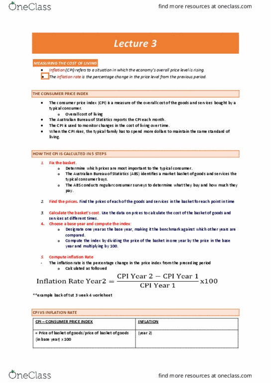 ECON1010 Lecture Notes - Lecture 3: The Automatic, Gdp Deflator, Real Interest Rate thumbnail