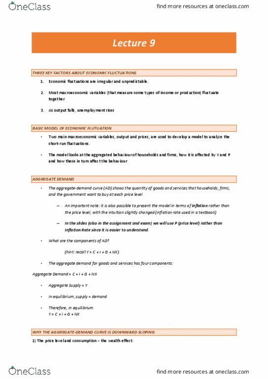 ECON1010 Lecture Notes - Lecture 9: Real Wages, Money Supply, Longrun thumbnail