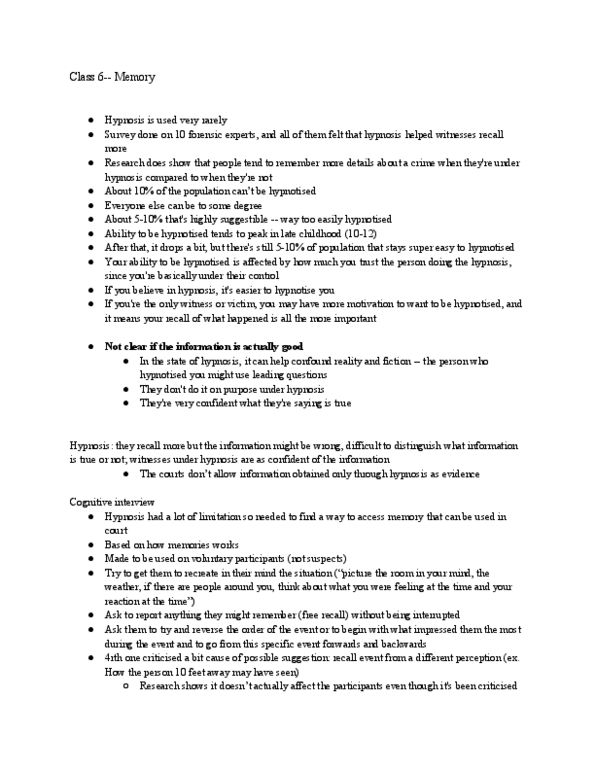 PSY 3173 Lecture Notes - Lecture 6: Closed-Circuit Television, Recognition Memory, Cognitive Interview thumbnail