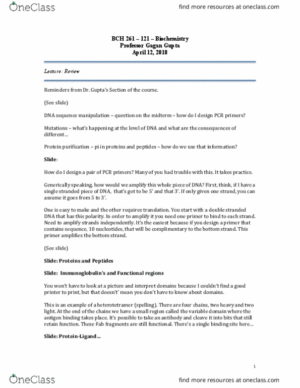 BCH 261 Lecture Notes - Lecture 14: Enzyme Kinetics, Linear Form, Zanamivir thumbnail