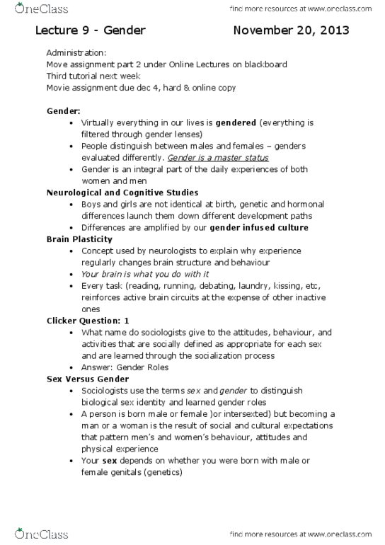 SOC101Y1 Lecture Notes - Lecture 9: Alison Bechdel, Bechdel Test, Gender Role thumbnail