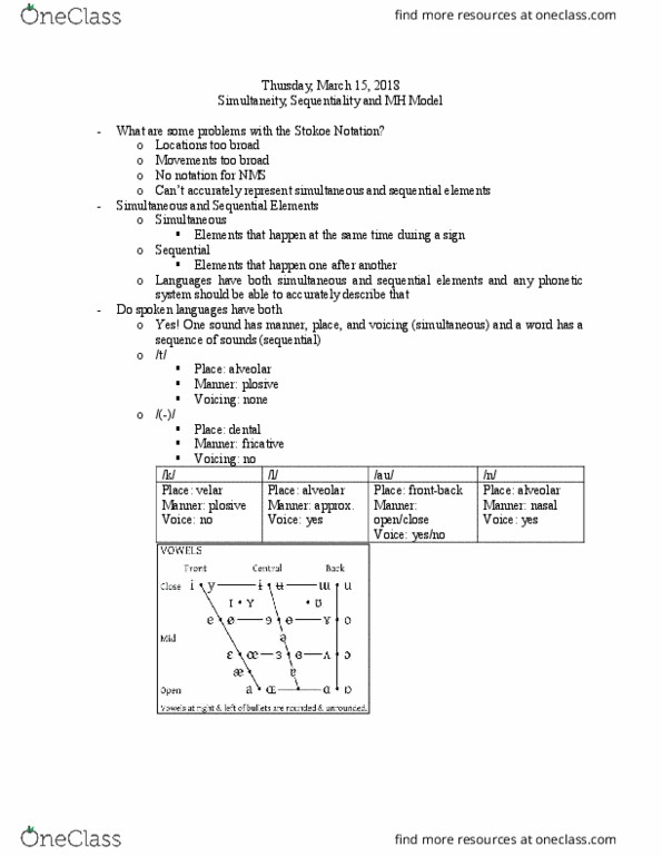 DEAF 484 Lecture Notes - Lecture 6: Handshape, Stokoe Notation thumbnail