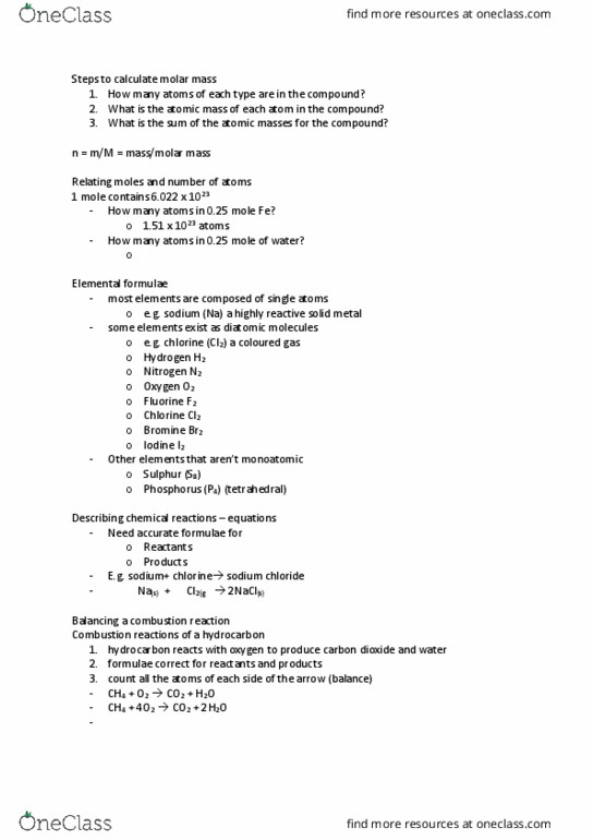 CHEM1201 Lecture Notes - Lecture 3: Molar Mass, Bayerischer Rundfunk, Bromine thumbnail