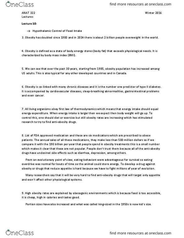 ANAT 322 Lecture Notes - Lecture 10: Neurosurgery, White Blood Cell, Chemotherapy thumbnail