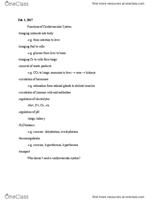 PHGY 210 Lecture Notes - Lecture 14: Hemolymph, Circulatory System, Thermoregulation thumbnail