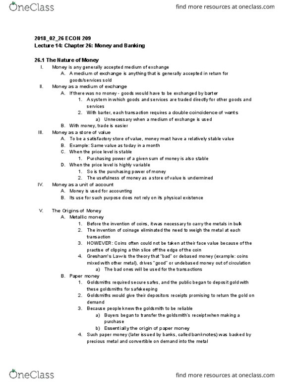 ECON 209 Lecture Notes - Lecture 14: Reserve Requirement, Time Deposit, Excess Reserves thumbnail