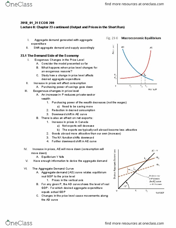 ECON 209 Lecture Notes - Lecture 8: Potential Output, Aggregate Demand, Aggregate Supply thumbnail