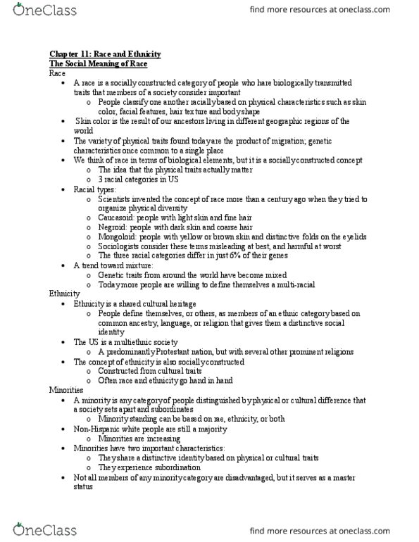 SOC 2000 Lecture Notes - Lecture 11: Authoritarian Personality, Arab Americans, Conflict Theories thumbnail