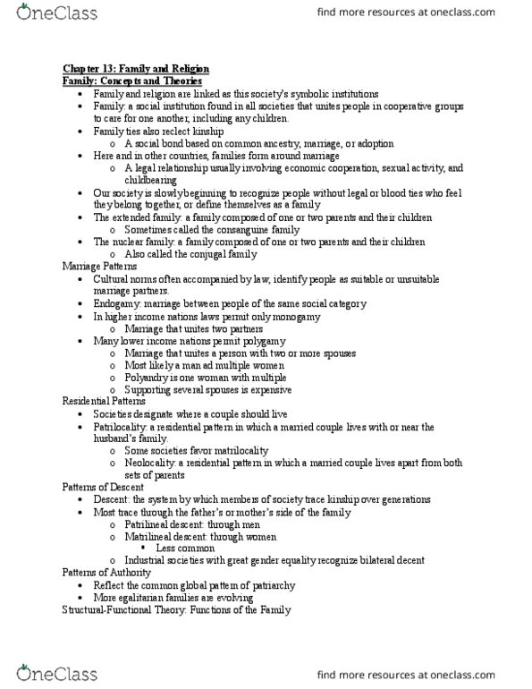 SOC 2000 Lecture Notes - Lecture 13: In Vitro Fertilisation, Real Marriage, Social Inequality thumbnail