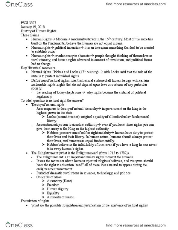 PSCI 3307 Lecture Notes - Lecture 1: Jeremy Bentham, Jean-Jacques Rousseau, Paris Peace Conference, 1919 thumbnail
