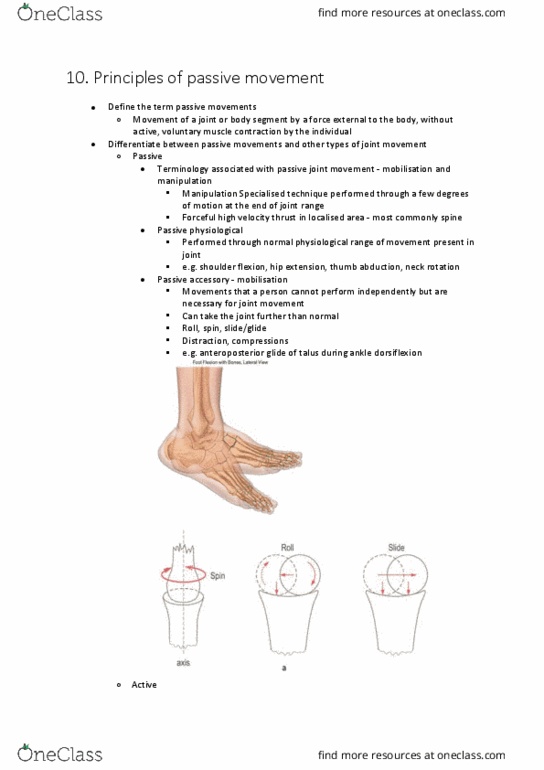 PHTY102 Lecture Notes - Lecture 10: Spasm, Ulnar Nerve, Edema thumbnail
