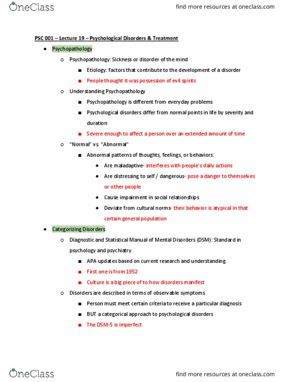 PSC 1 Lecture Notes - Lecture 19: Externalizing Disorders, Dysthymia, Truancy thumbnail