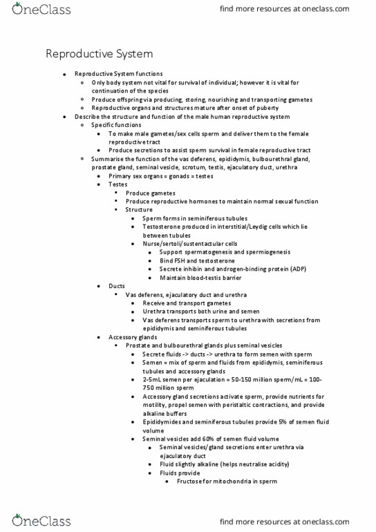 BIOL126 Lecture Notes - Lecture 7: Weight Gain, Corpus Albicans, Reabsorption thumbnail