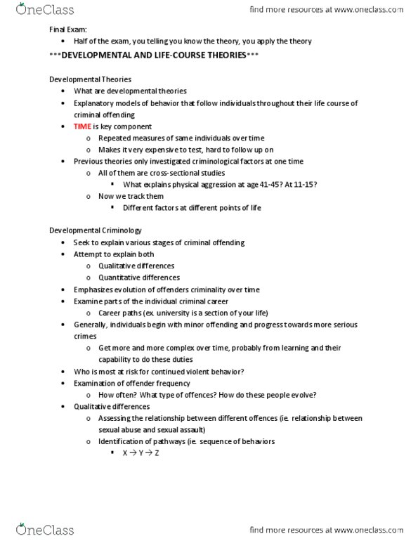 CRIM 300W Lecture Notes - Sampson, Conduct Disorder, Social Control thumbnail