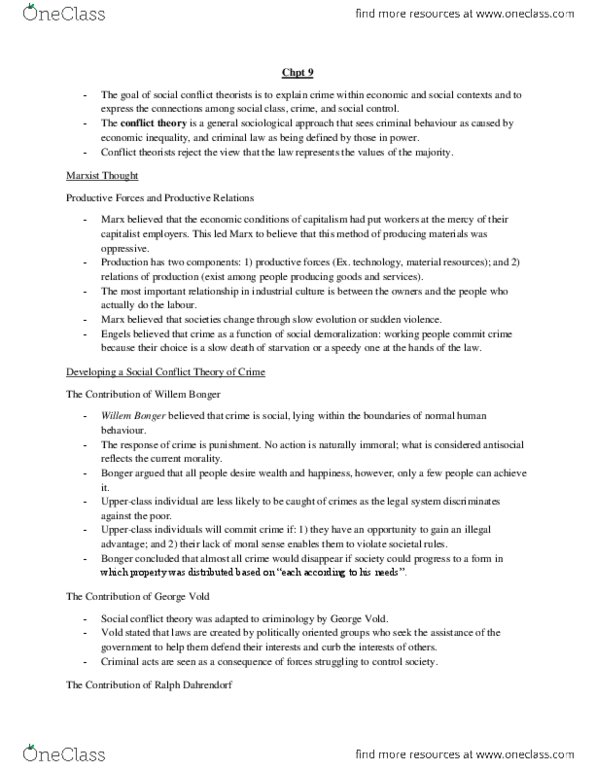 WDW101Y1 Chapter Notes -Social Conflict Theory, Ralf Dahrendorf, Social Conflict thumbnail