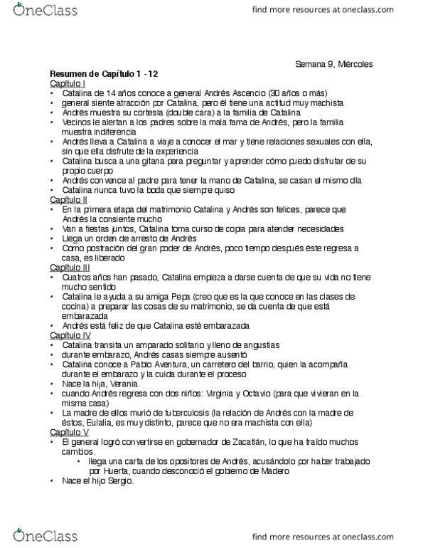SPAN 140 Lecture Notes - Lecture 23: Llama, Darse Cuenta, Machismo thumbnail