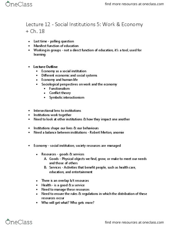 SOCI 210 Lecture Notes - Lecture 12: Environmental Degradation, Precariat, Underemployment thumbnail