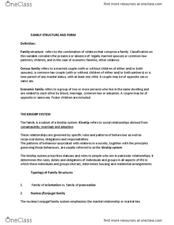 SOC271 Lecture Notes - Lecture 4: Western Family Foods, Bilateral Descent, Calendar-Based Contraceptive Methods thumbnail