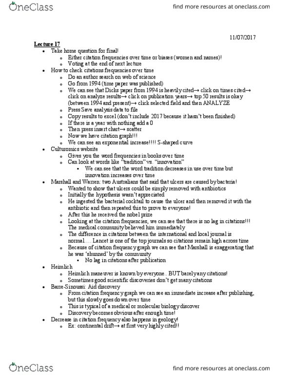 BIOL 210 Lecture Notes - Lecture 17: Meta-Analysis, Abdominal Thrusts, Citation Graph thumbnail