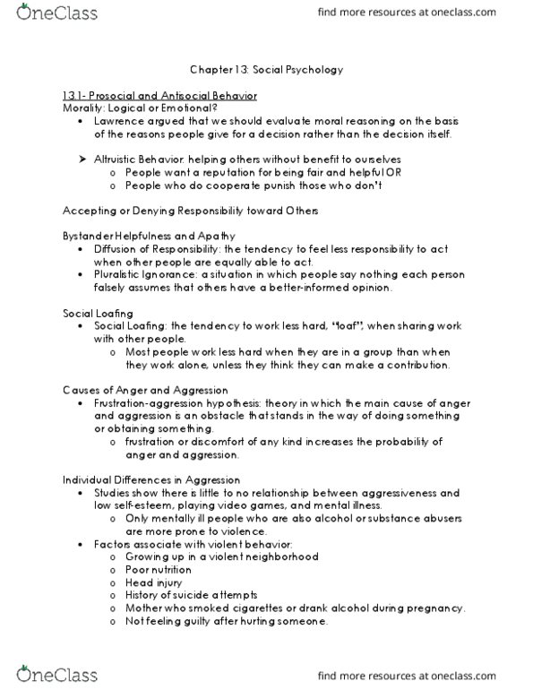 PSY2012 Lecture Notes - Lecture 13: Cognitive Dissonance, Fundamental Attribution Error, Pole And Polar thumbnail