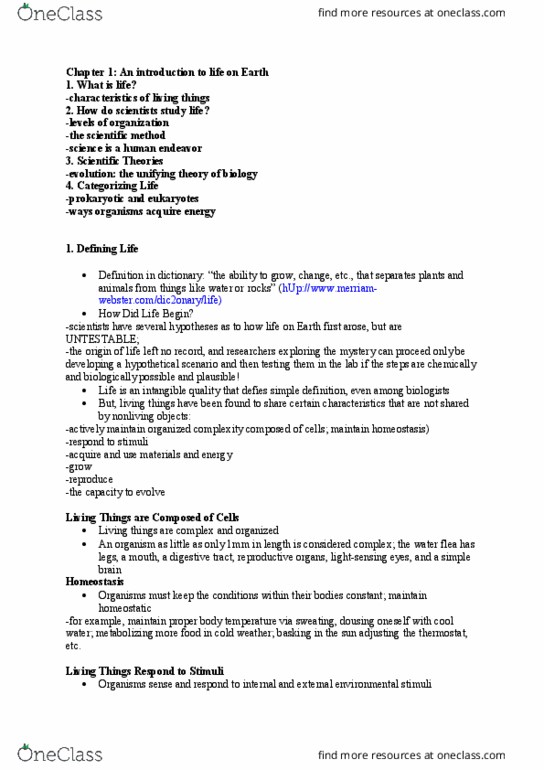 BIO 143 Lecture Notes - Lecture 1: Archaea, Road Running, Genetic Variability thumbnail