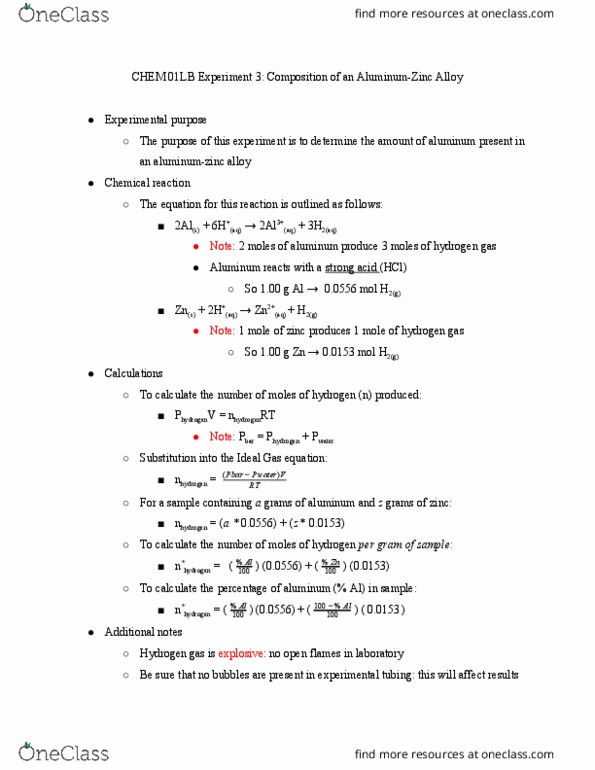 CHEM 01LB Lecture Notes - Lecture 3: Exothermic Reaction, Chemical Reaction thumbnail