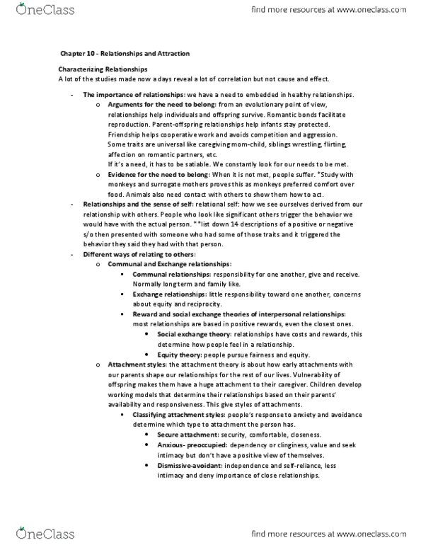 PSYC 215 Chapter 10: Chapter 10 complete notes thumbnail