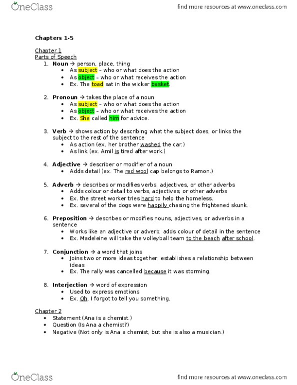 GART 1500 Chapter Notes - Chapter 1-5: Adverb, Interjection, Preposition And Postposition thumbnail