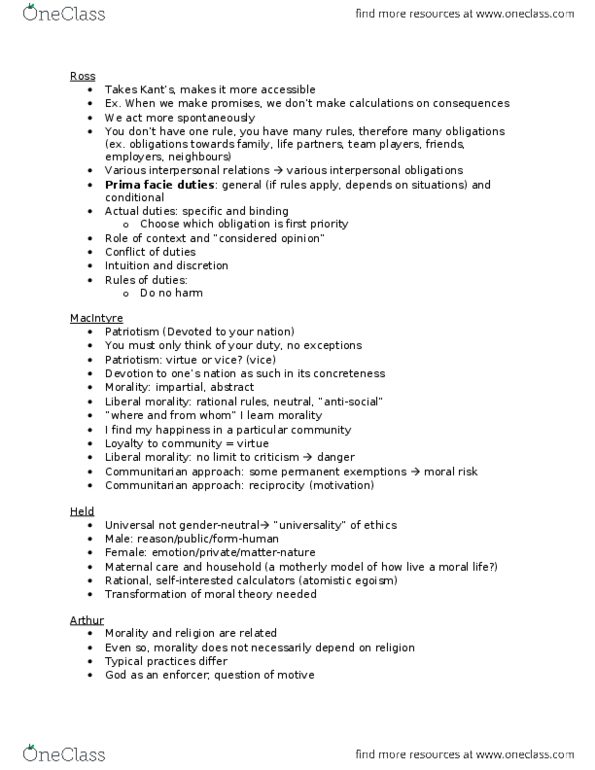 PHIL 1290 Lecture Notes - Lecture 3: Prima Facie, Maternal Sensitivity, Majoritarianism thumbnail