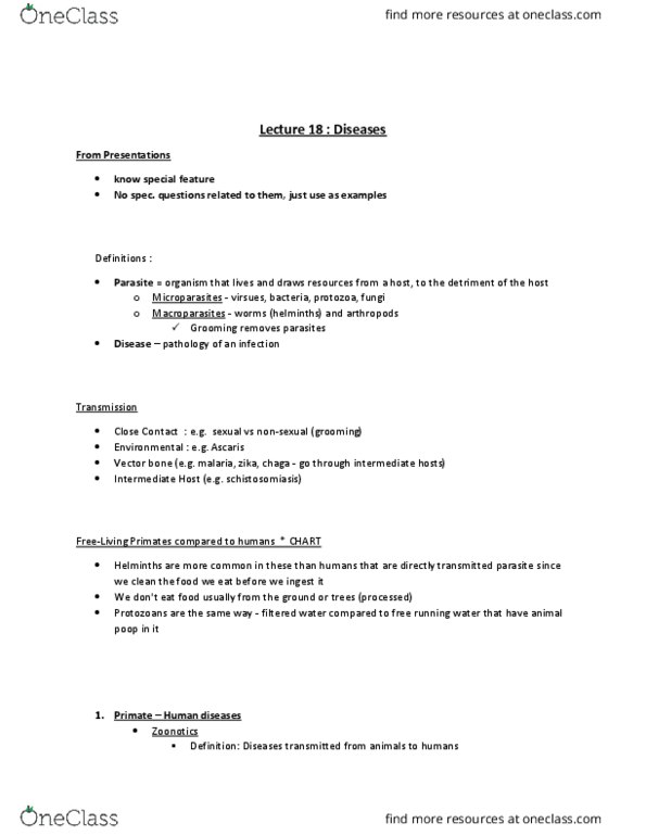 INDG 401 Lecture Notes - Lecture 18: Helminths, Yellow Fever, Scabies thumbnail