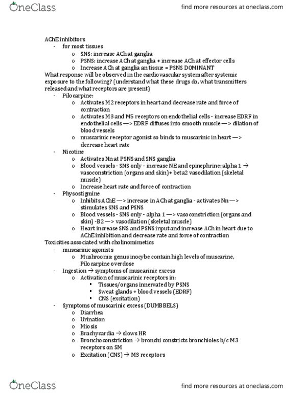 BIOM 3090 Lecture Notes - Lecture 14: Muscarinic Agonist, Muscarinic Acetylcholine Receptor M3, Pilocarpine thumbnail