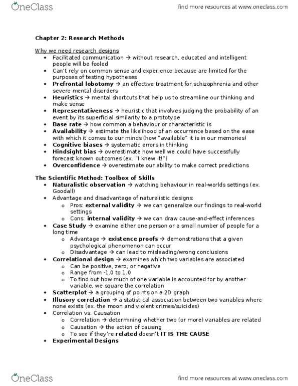 PSYC 1150 Chapter Notes - Chapter 2: Illusory Correlation, Hindsight Bias, Representativeness Heuristic thumbnail