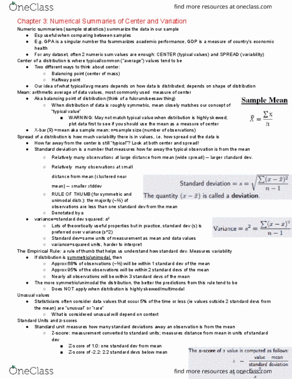STATS 10 Lecture Notes - Lecture 4: Grammatical Number, Standard Deviation, Unimodality thumbnail