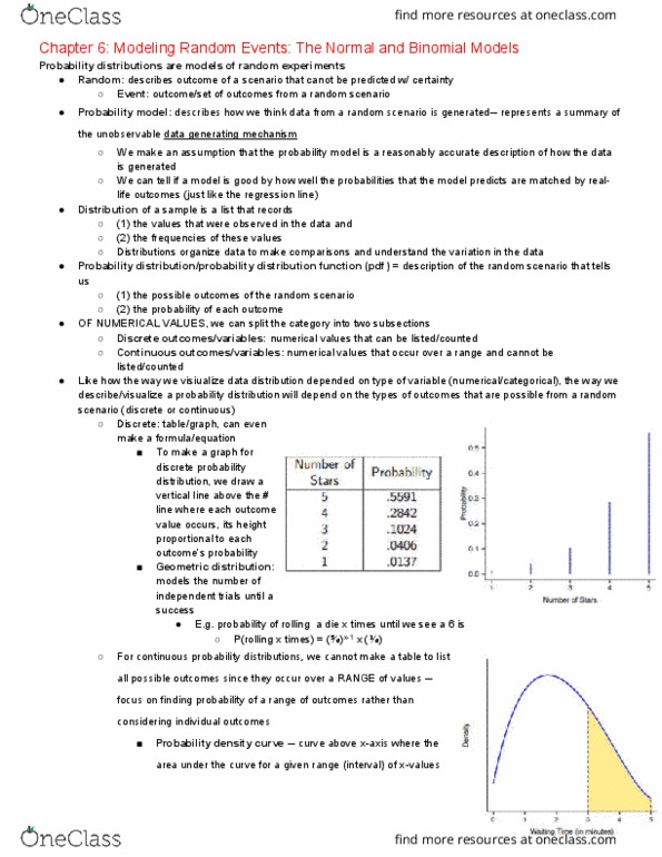 STATS 10 Lecture Notes - Lecture 7: Binomial Distribution, Geometric Distribution, Standard Deviation thumbnail