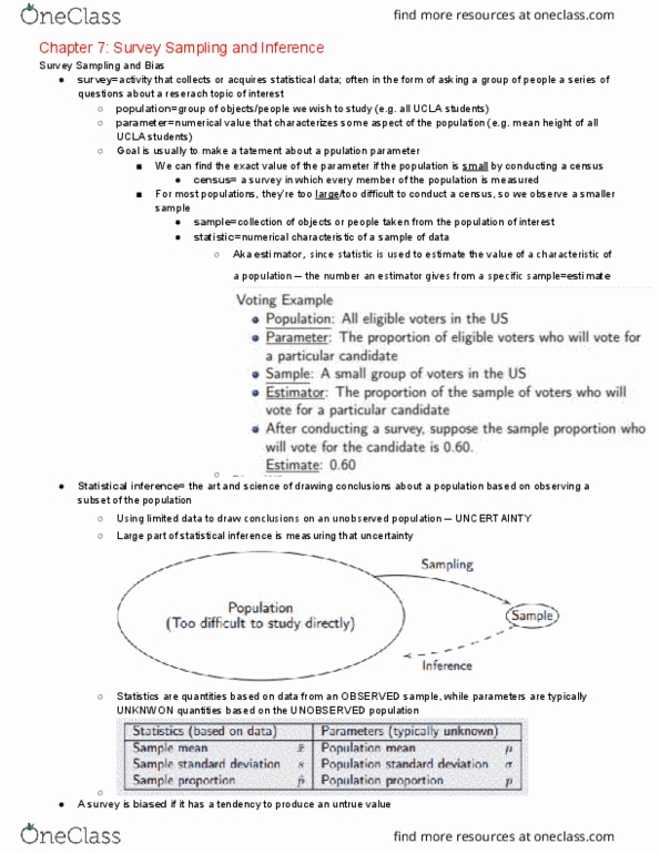 STATS 10 Lecture Notes - Lecture 8: Statistical Inference, Statistical Parameter, Bias Of An Estimator thumbnail