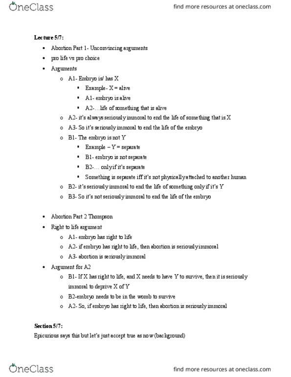 PHIL 1 Lecture Notes - Lecture 11: Abortion-Rights Movements, Anti-Abortion Movements, If And Only If thumbnail