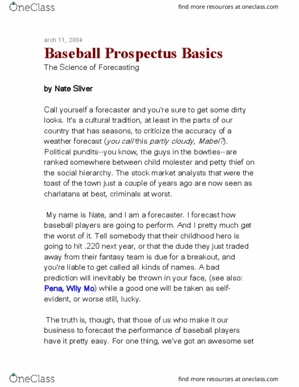 SOCIOL 155BW Chapter Notes - Chapter 1: Baseball Statistics, Adam Dunn, Runs Created thumbnail