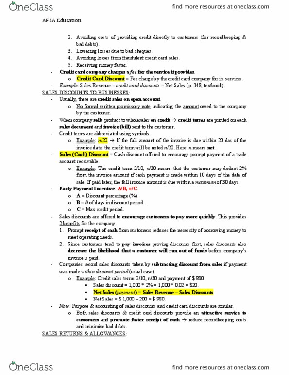 AFM101 Chapter Notes - Chapter 7: Promissory Note, Net. thumbnail