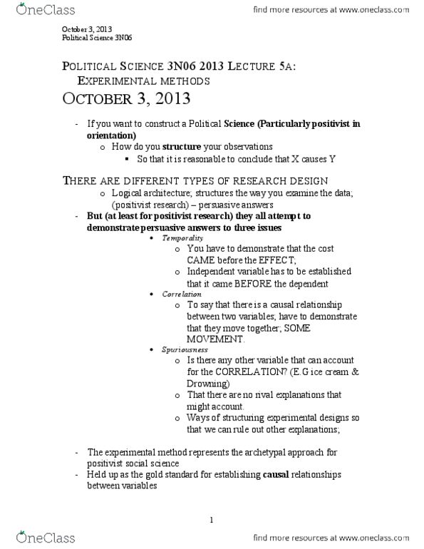 POLSCI 3N06 Lecture Notes - Logical Data Model, Internal Validity, Temporality thumbnail