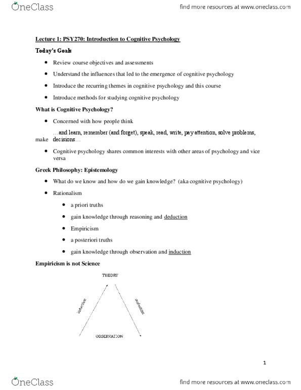 PSY270H5 Lecture Notes - Connectionism, Edward Thorndike, Classical Conditioning thumbnail