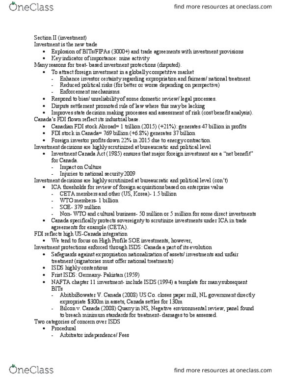 PSCI 3606 Lecture Notes - Lecture 8: National Treatment, Resolute Forest Products, World Trade Organization thumbnail