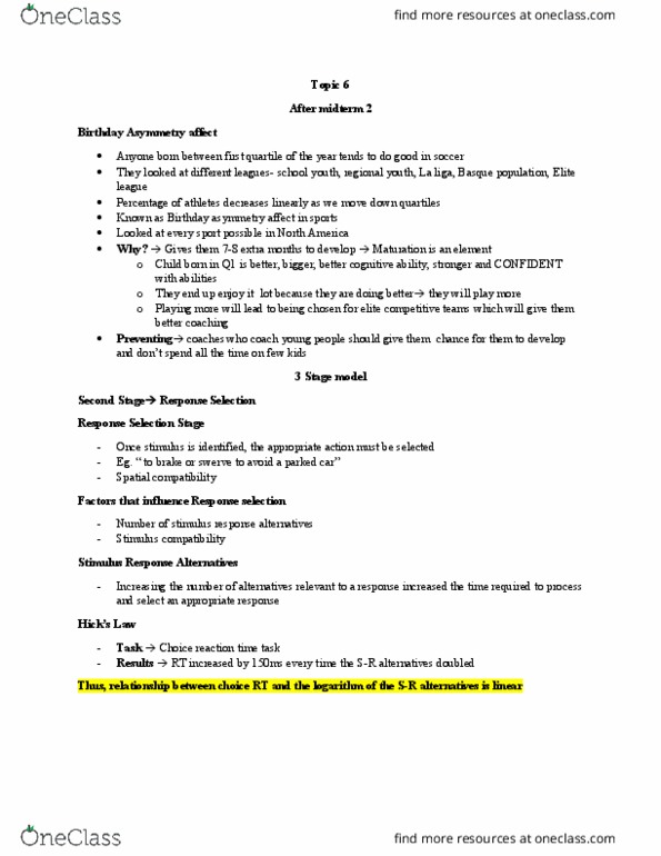 Kinesiology 1080A/B Lecture Notes - Lecture 6: La Liga, Quartile thumbnail