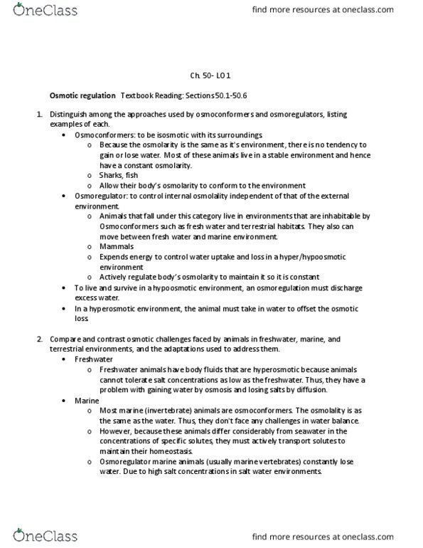 BIOL 1082 Lecture Notes - Lecture 32: Tonicity, Osmotic Concentration, Osmosis thumbnail