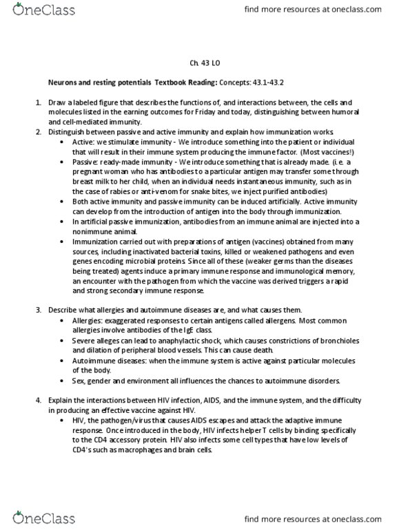 BIOL 1082 Lecture Notes - Lecture 38: Adaptive Immune System, Anaphylaxis, Passive Immunity thumbnail