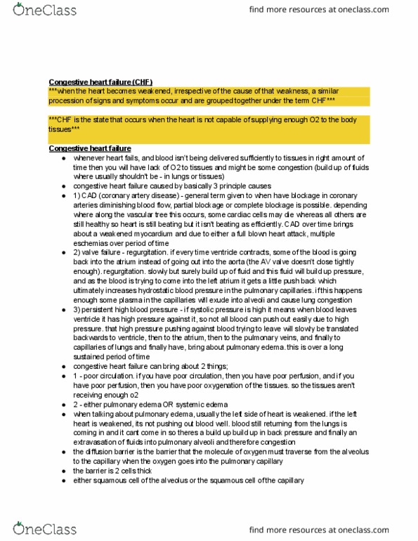 BIOL 208 Lecture Notes - Lecture 10: Heart Failure, Pulmonary Alveolus, Coronary Artery Disease thumbnail